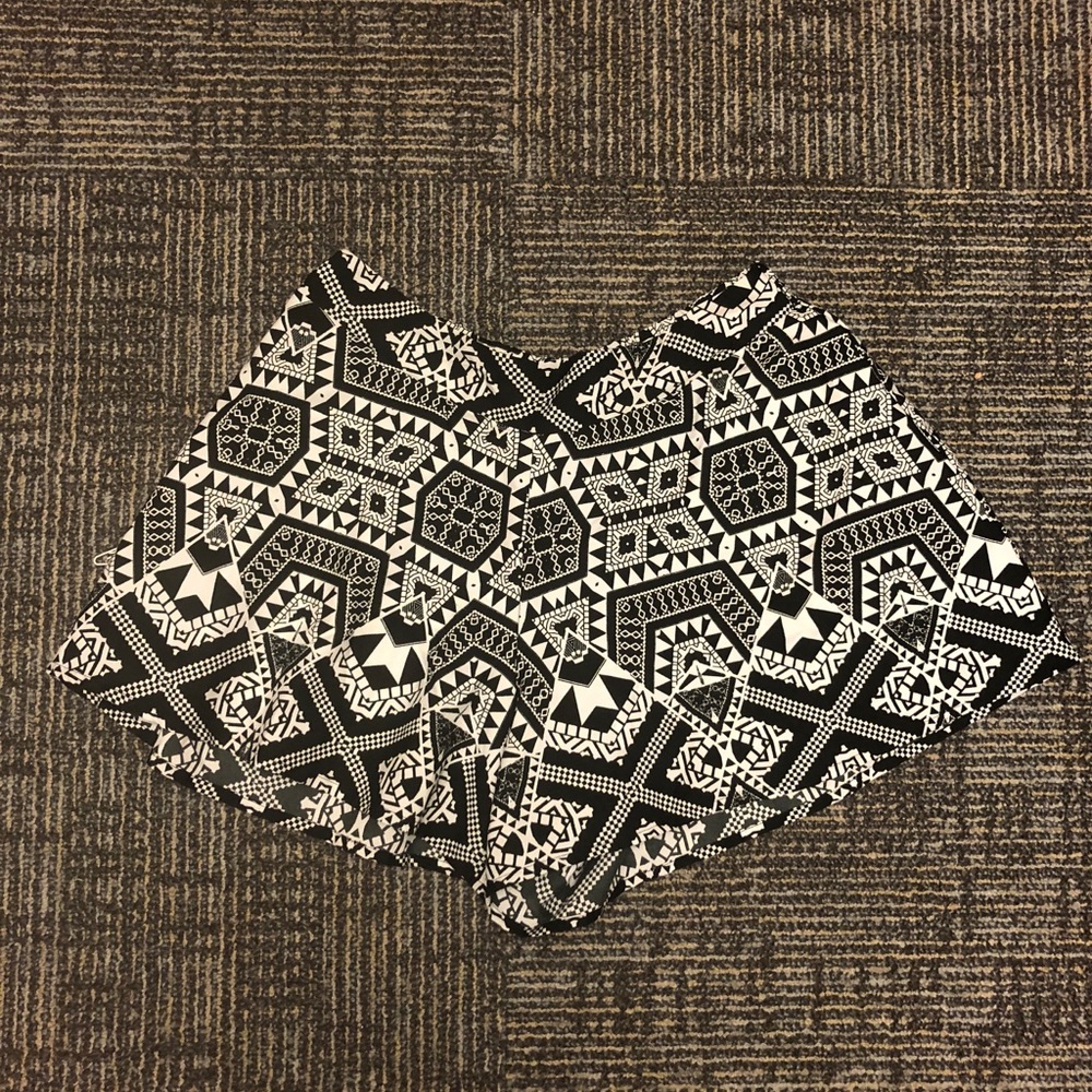 Black and white patterned flowing shorts